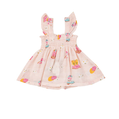 ANGEL DEAR DAISY BOOTS RUFFLE STRAP SMOCKED TOP AND DIAPER COVER
