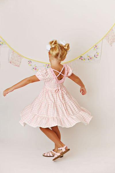 Pink Gingham Twirl Dress
