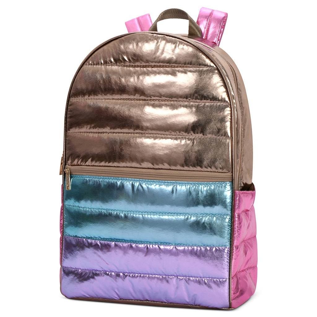 Icy Color Block Puffer Backpack
