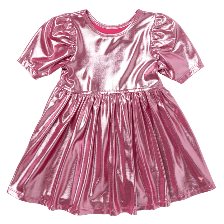 Girls Lame Laurie Dress - Pink