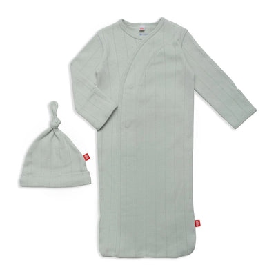 Magnetic Me Organic Cotton Pointelle Magnetic Gown + Hat Set