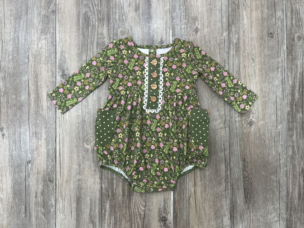 Olive Ditsy Floral Bubble