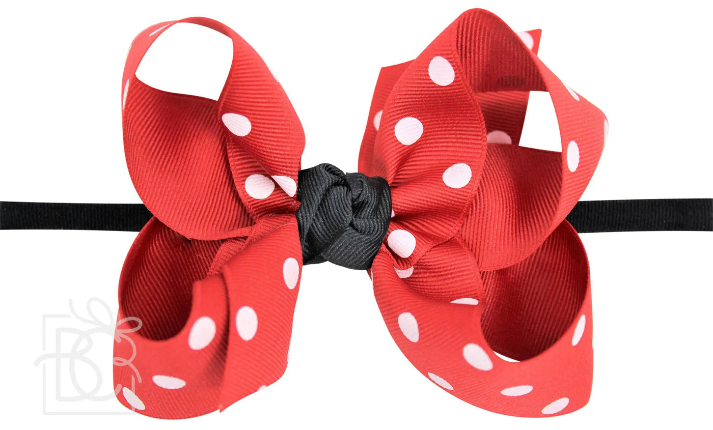 MOUSE HEADBANDS  Red  1/4" Pantyhose Headband w/ 4.5" Large Bow