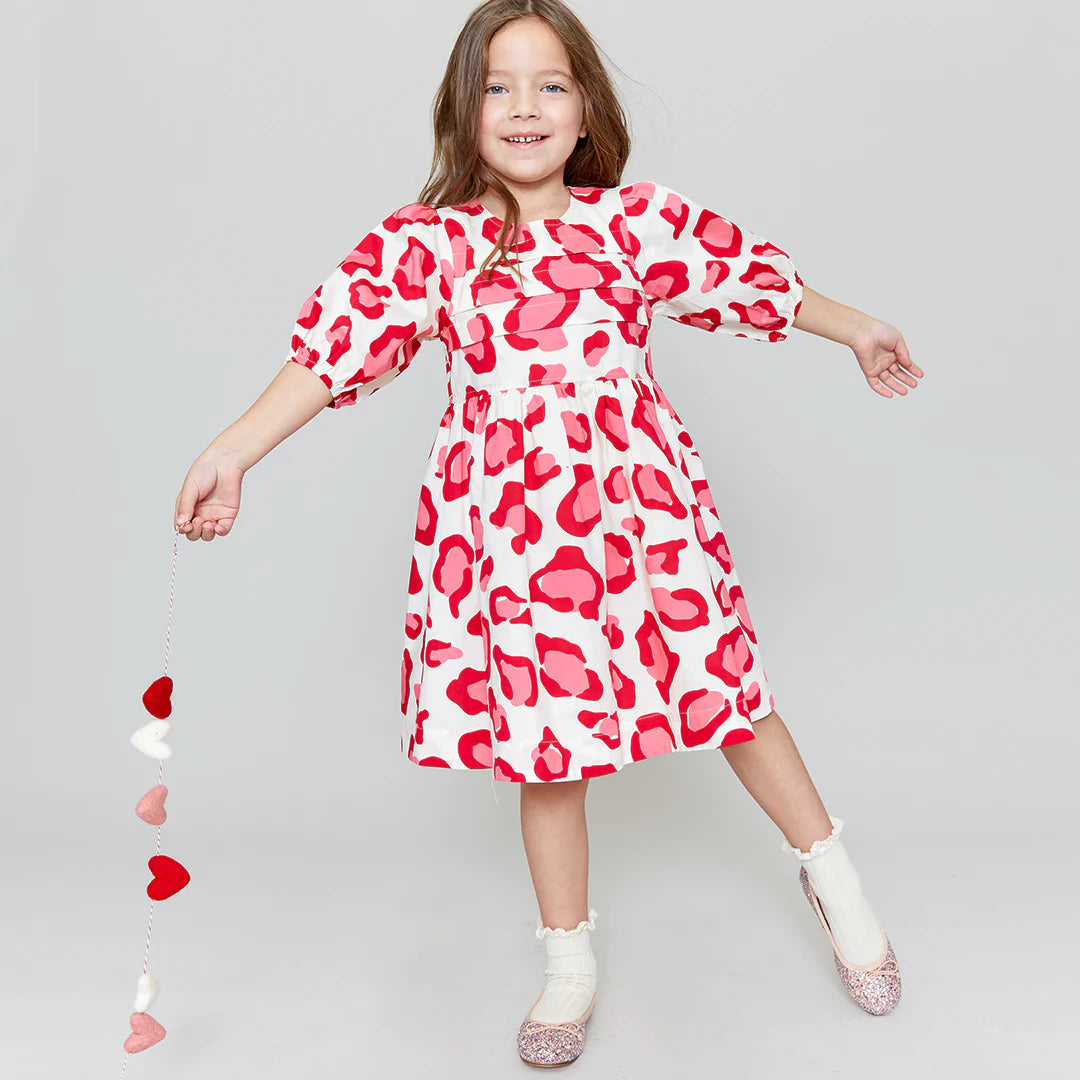 EVELYN DRESS IN RED LEOPARD