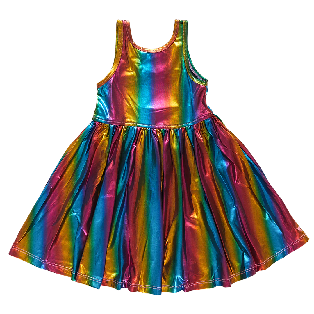 Girls Liza Lame Dress - Rainbow
