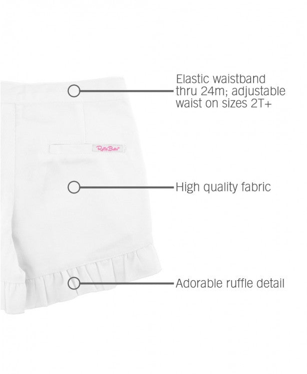 White Ruffle Trim Chino Shorts