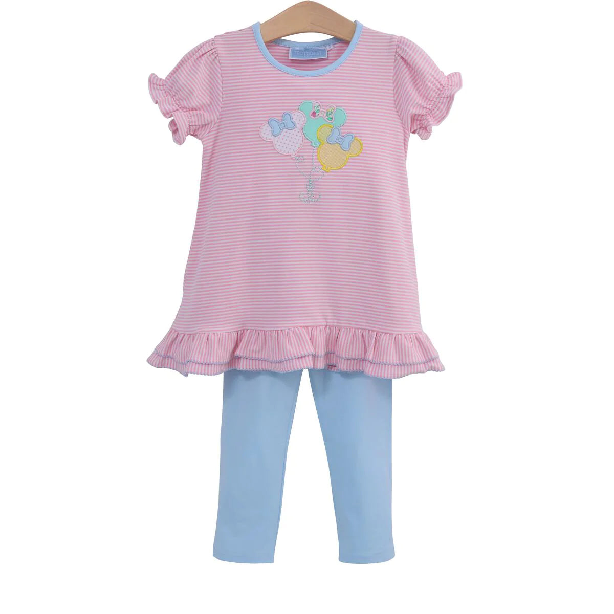 Mouse Balloon Applique Ruffle Pants Set