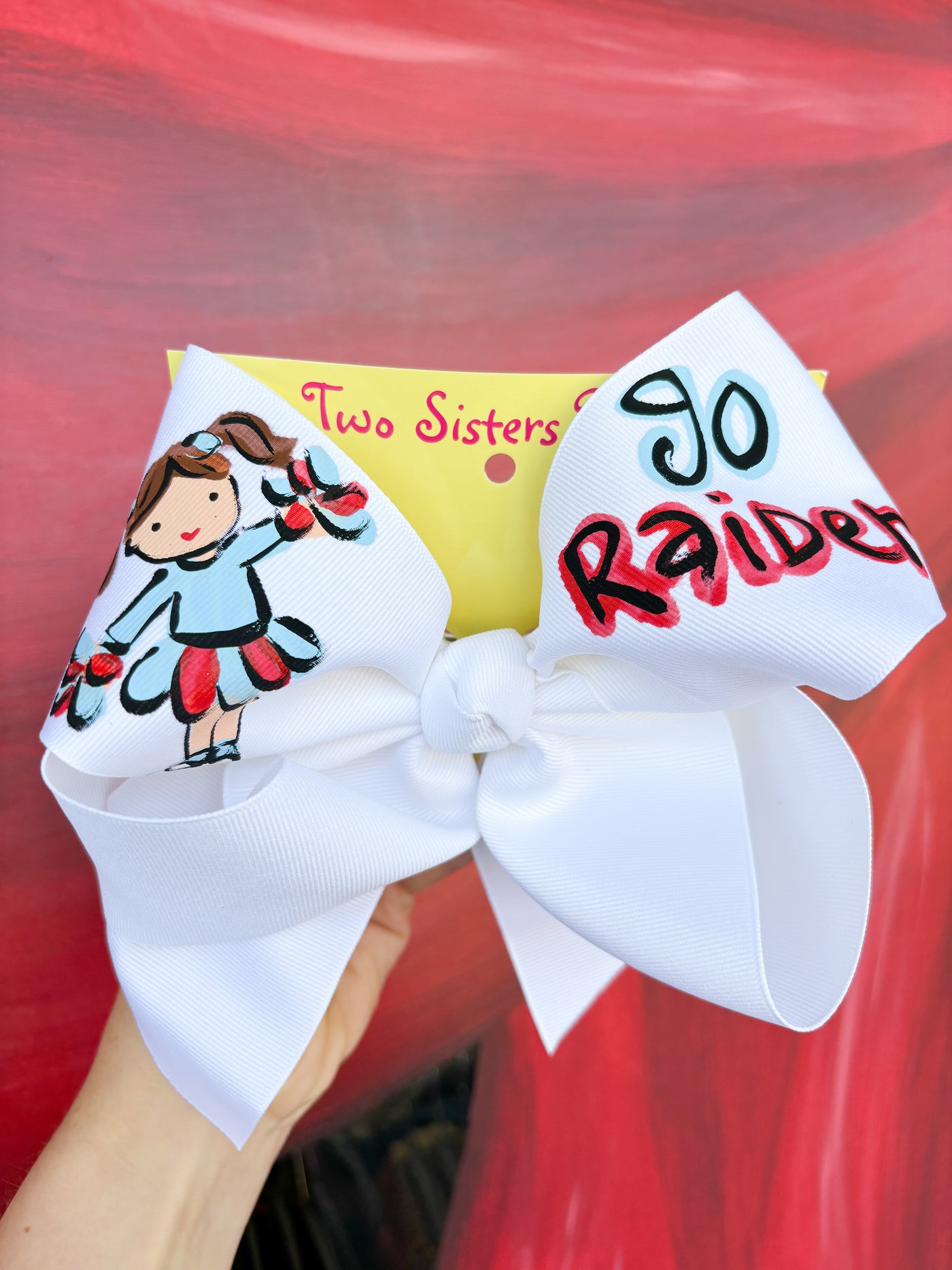 Two Sisters Bows Hand Painted White Raiders XL Bow