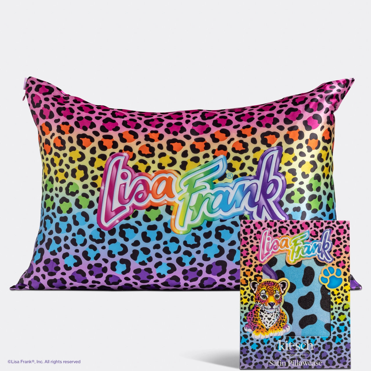 Lisa Frank X Kitsch Standard Satin Pillowcase - Rainbow Leopard