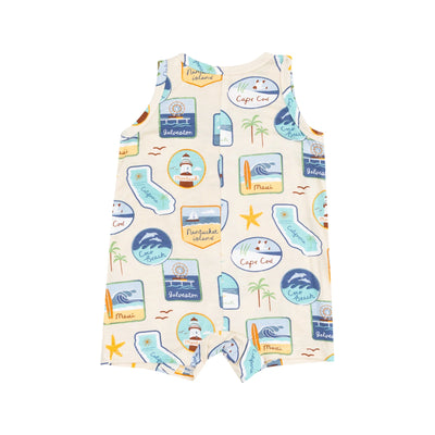 Beach Patches Sleeveless Shortie Romper