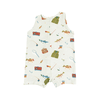 Fishing Things Green Sleeveless Shortie Romper