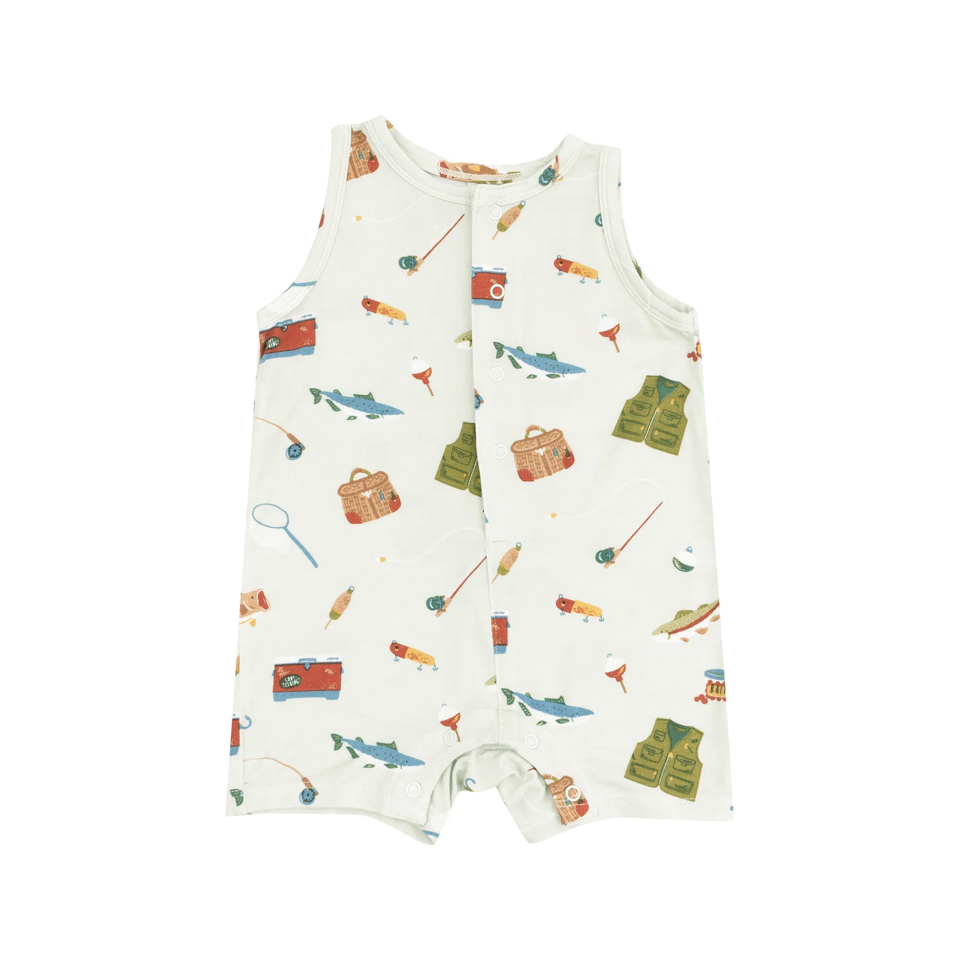 Fishing Things Green Sleeveless Shortie Romper