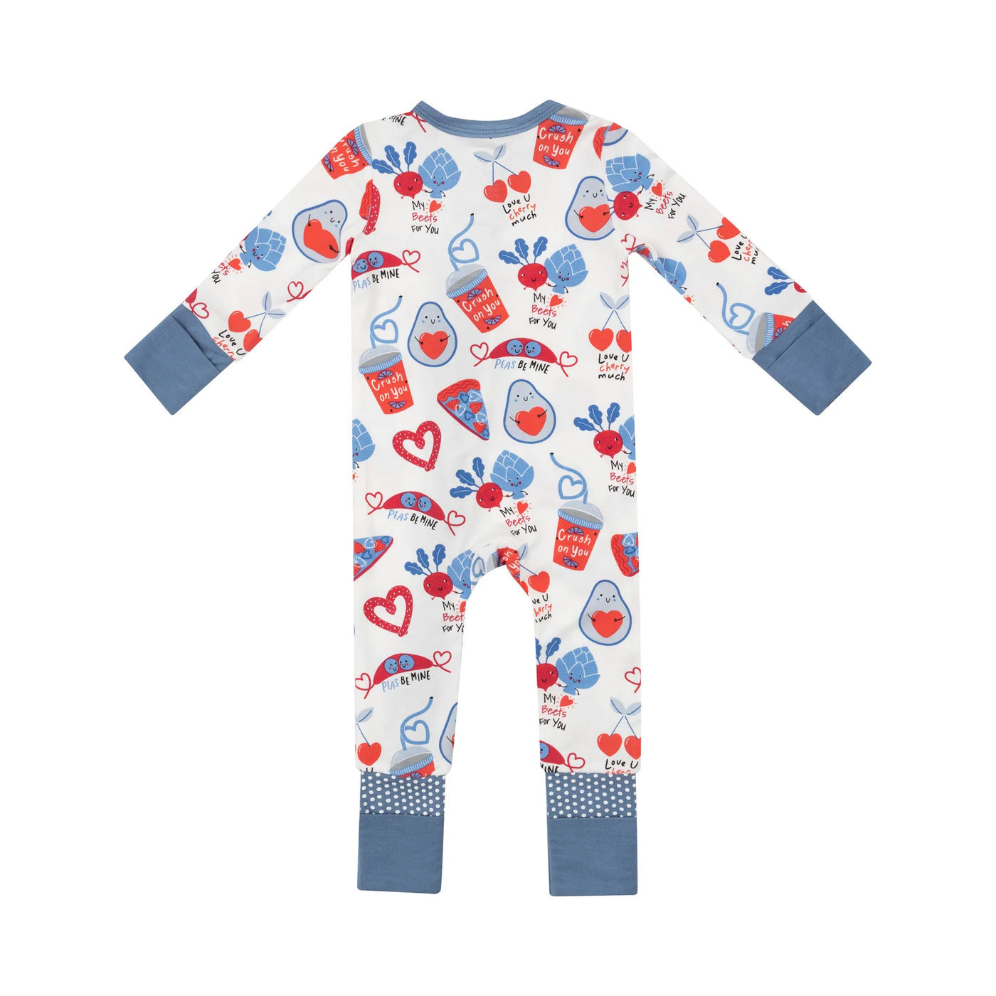 Love You Foodie Much Blue 2 Way Zipper Romper