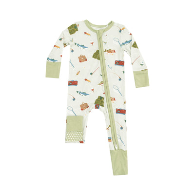 Fishing Things Green 2 Way Zipper Romper