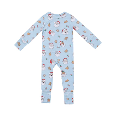 Vintage Santas Blue - 2 Way Zipper Romper