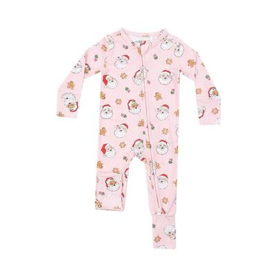 Vintage Santas Pink - 2 Way Zipper Romper