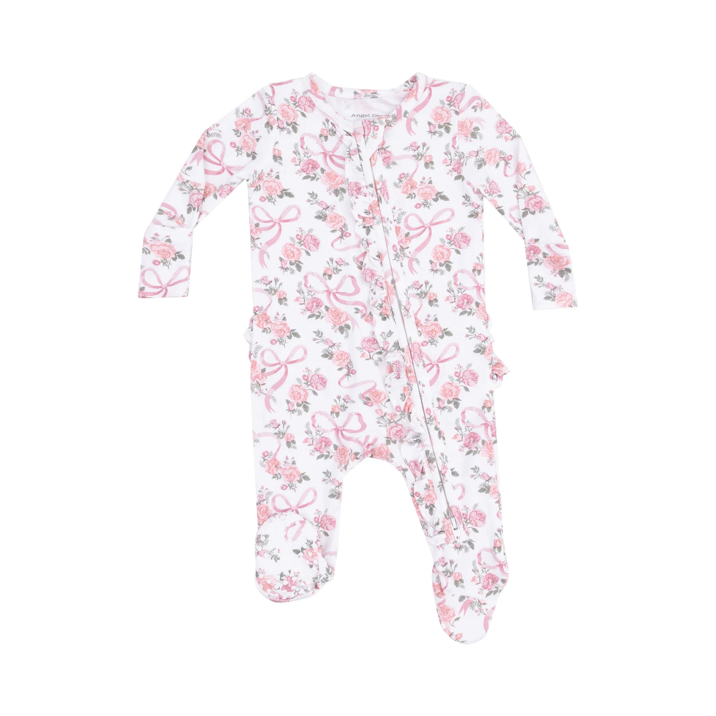 Ribbons And Flowers 2 Way Ruffle Zipper Footie