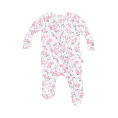 Ribbons And Flowers 2 Way Ruffle Zipper Footie