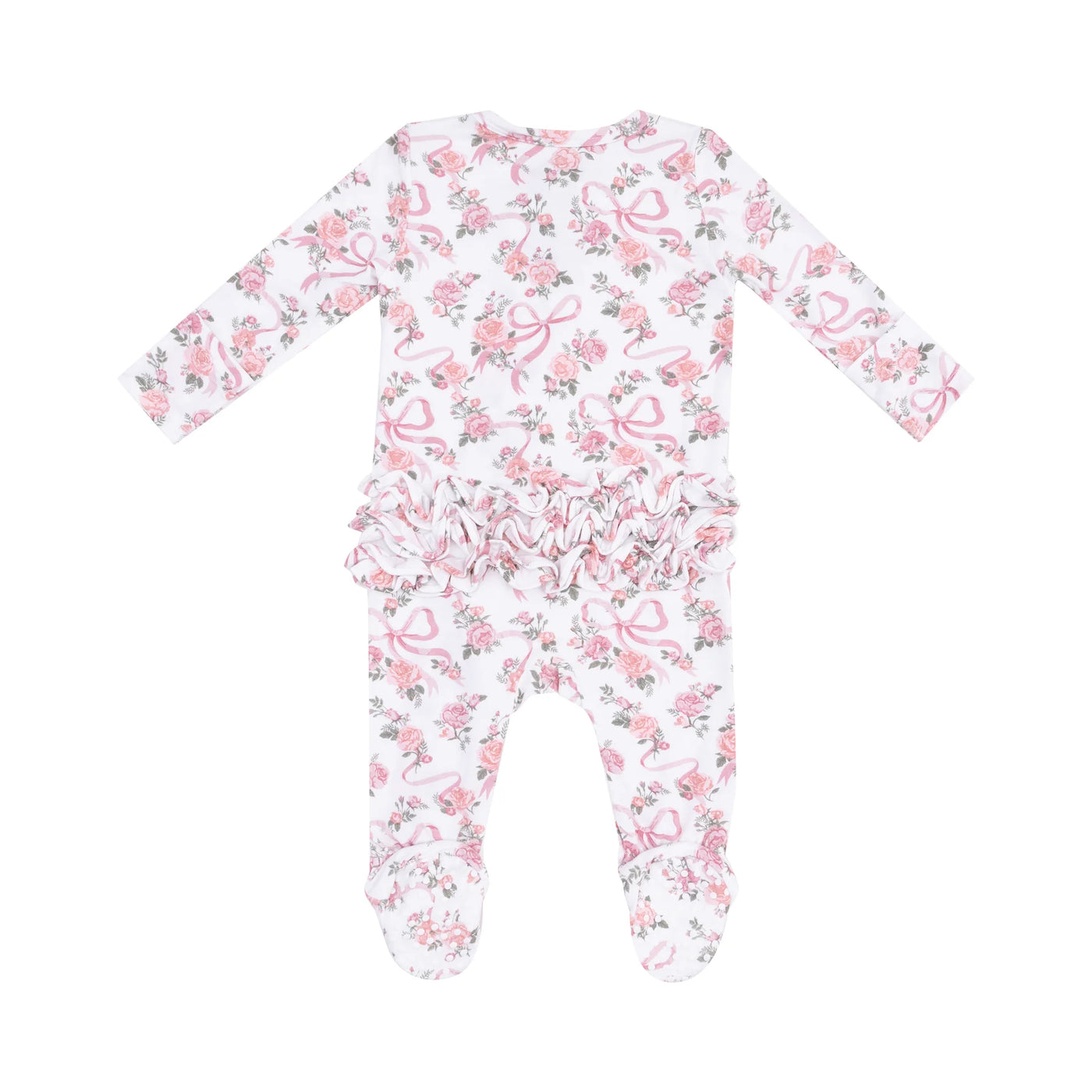 Ribbons And Flowers 2 Way Ruffle Zipper Footie