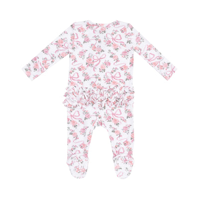 Ribbons And Flowers 2 Way Ruffle Zipper Footie