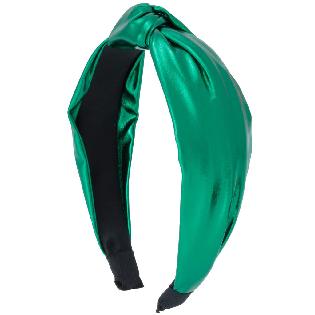 Top Knot Headband in Green Metallic