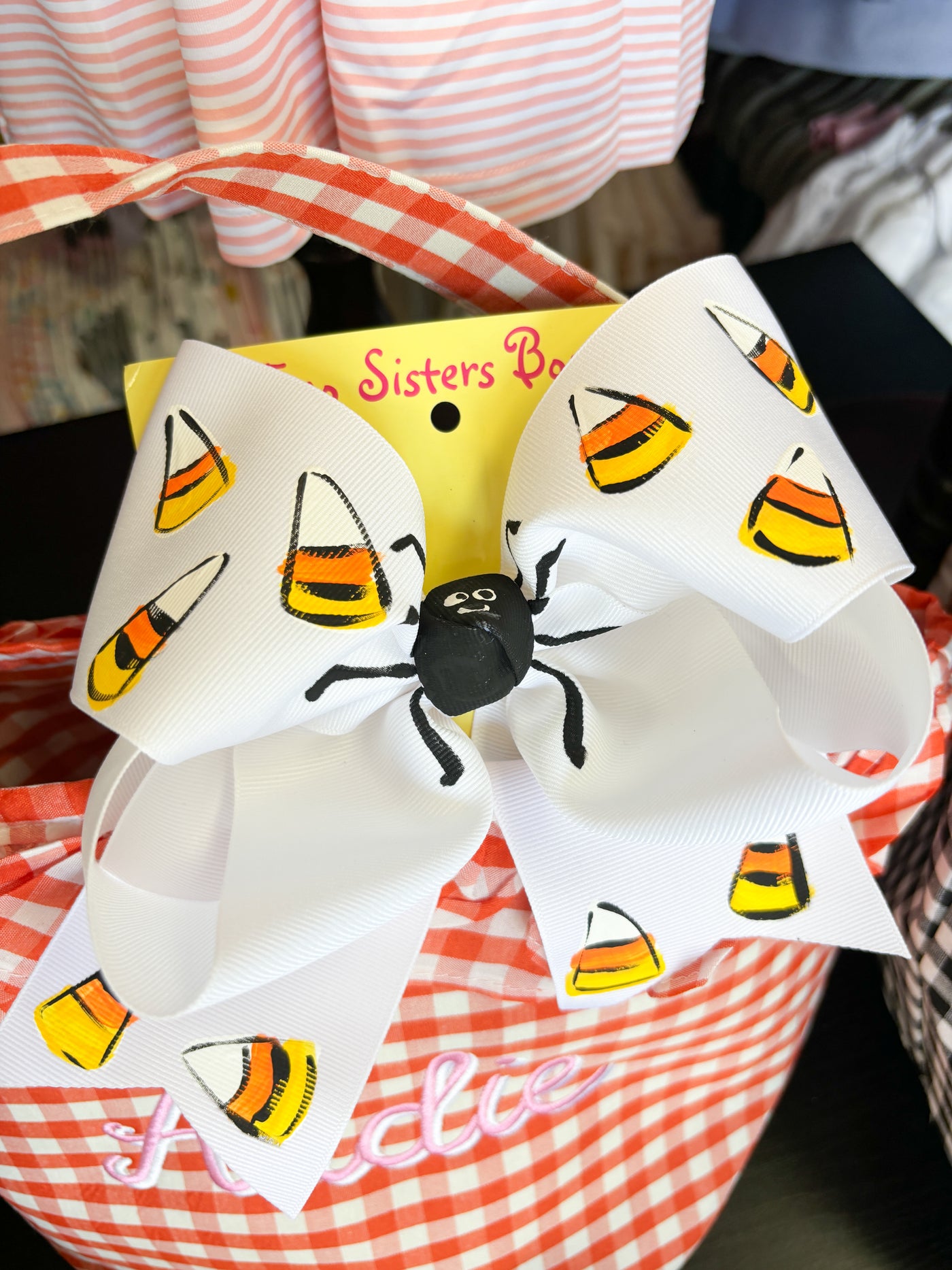 Two Sisters Bows Hand Painted Spider Corn XL Bow