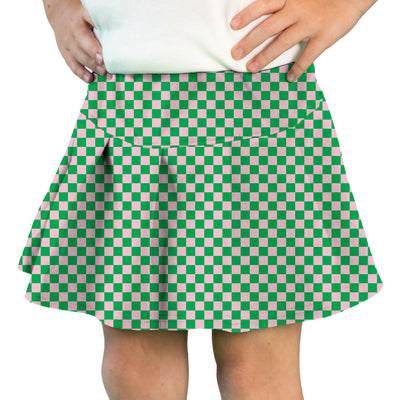 Tennis Skort - Check Pink & Green