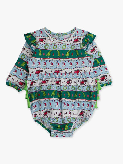 Festive Fair Isle Knit Long Sleeve Flutter Bubble Romper