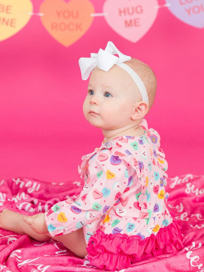 Be My Valentine Long Sleeve Waterfall Bubble Romper