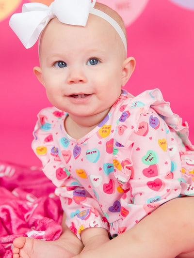 Be My Valentine Long Sleeve Waterfall Bubble Romper