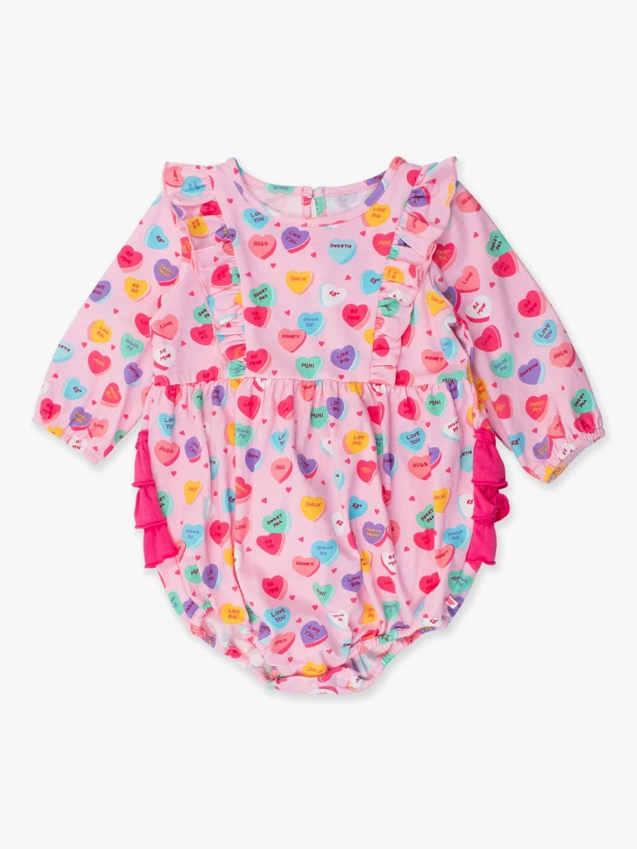 Be My Valentine Long Sleeve Waterfall Bubble Romper