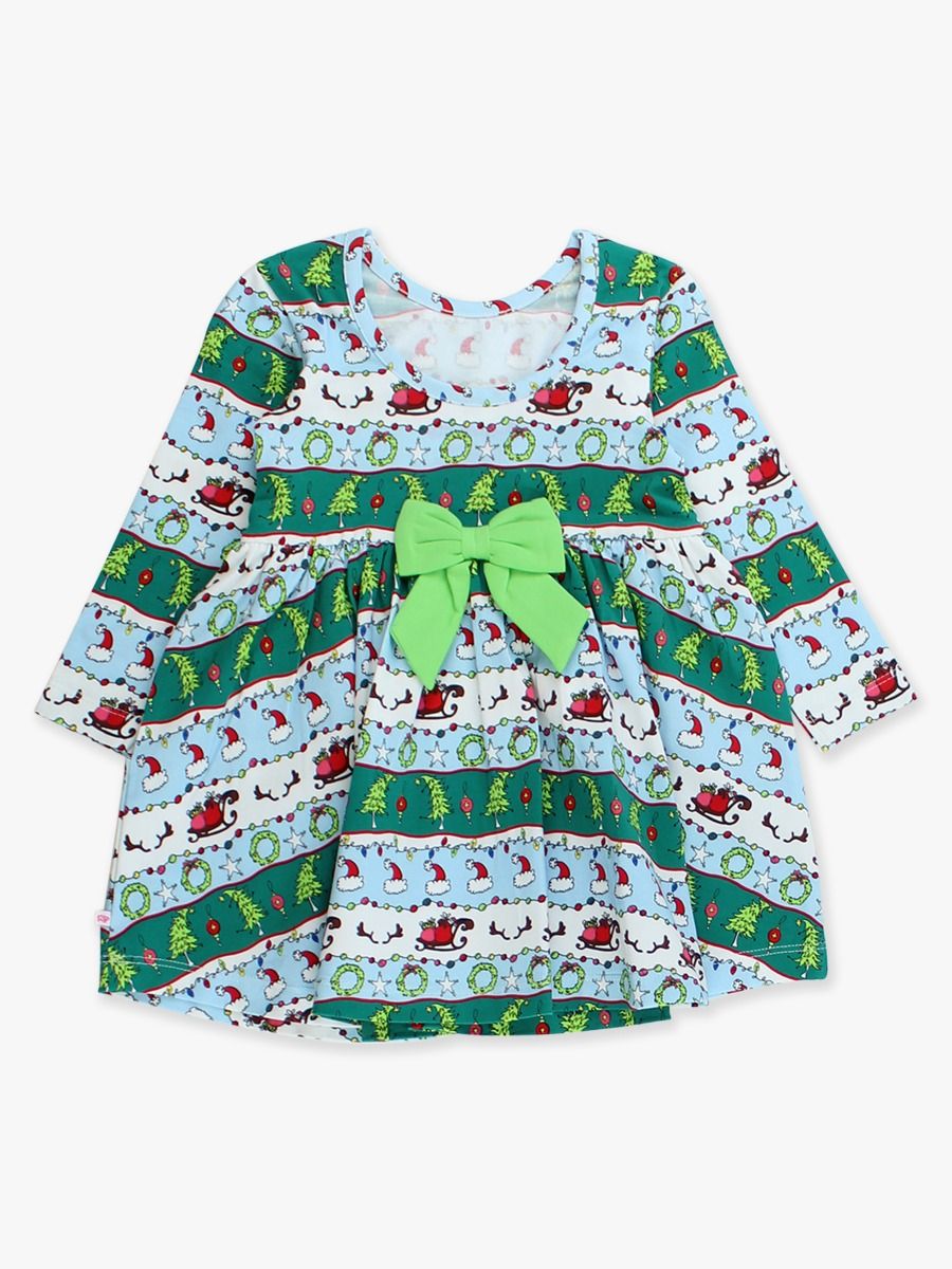 Festive Fair Isle Knit Long Sleeve Twirl Dress