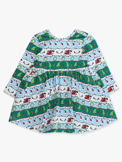 Festive Fair Isle Knit Long Sleeve Twirl Dress