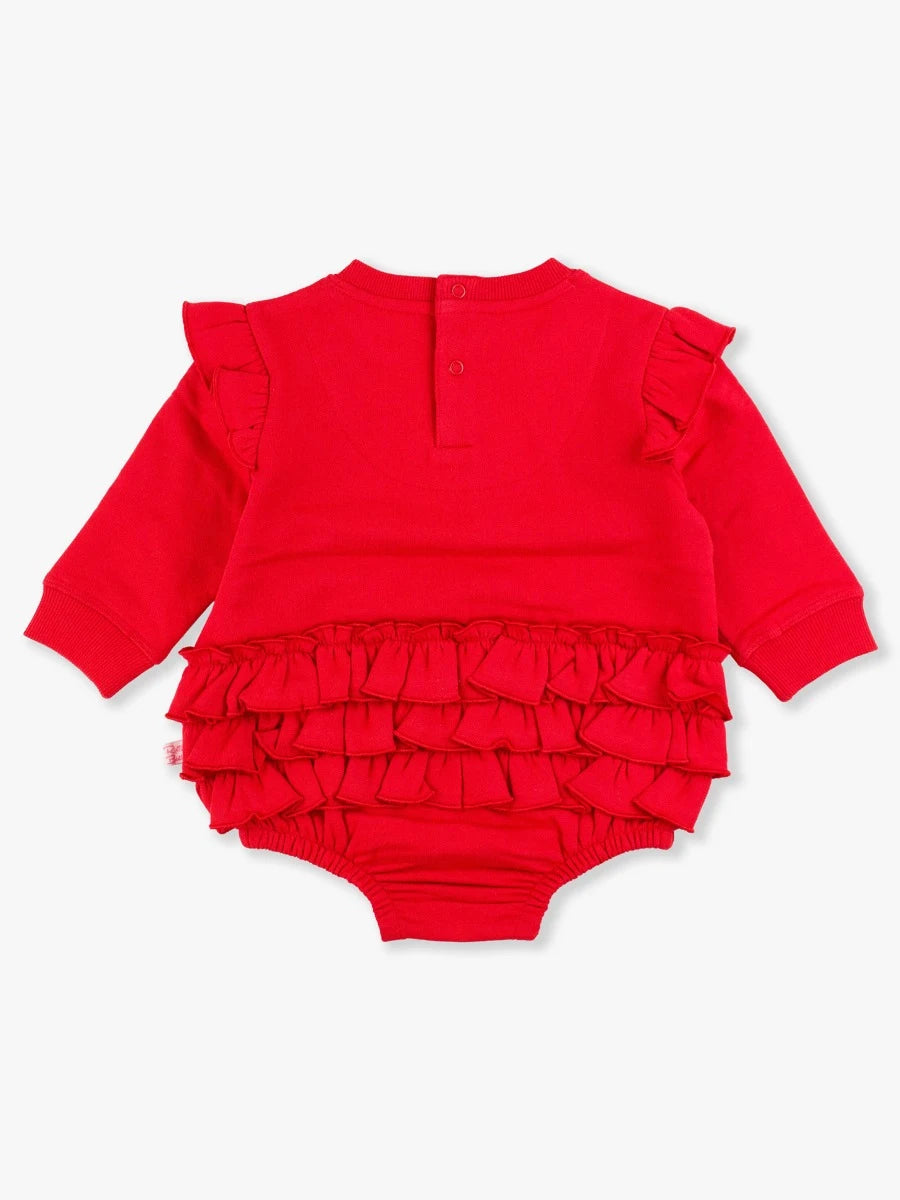 Red Sweatshirt Bubble Romper