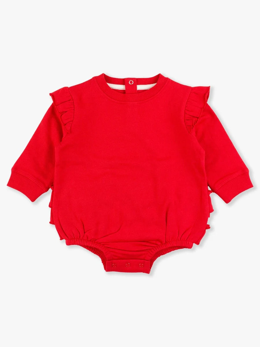 Red Sweatshirt Bubble Romper