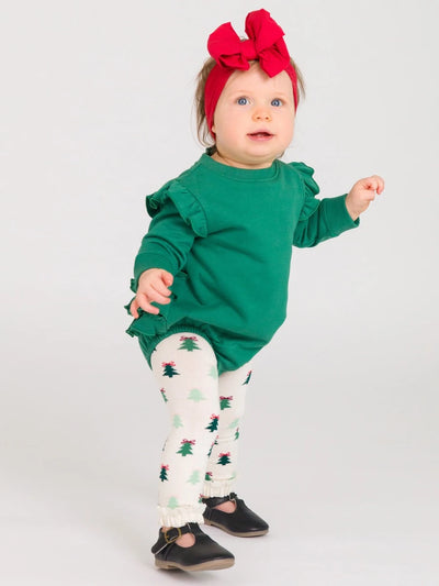 Fir Green Sweatshirt Bubble Romper