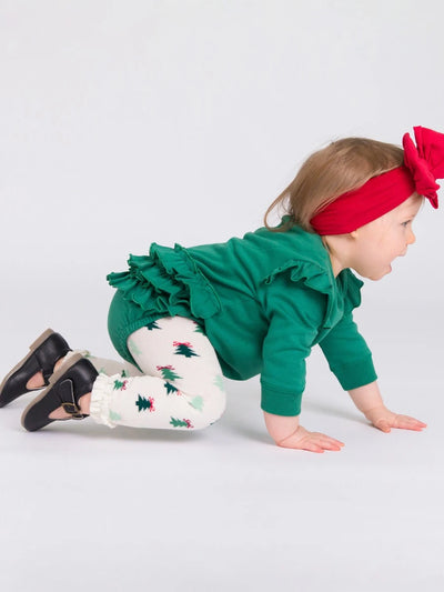 Fir Green Sweatshirt Bubble Romper