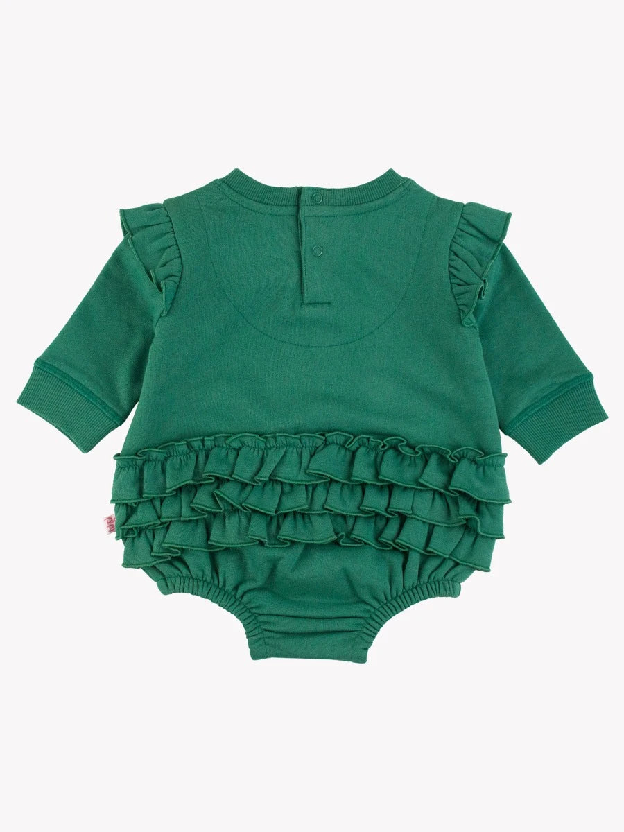 Fir Green Sweatshirt Bubble Romper