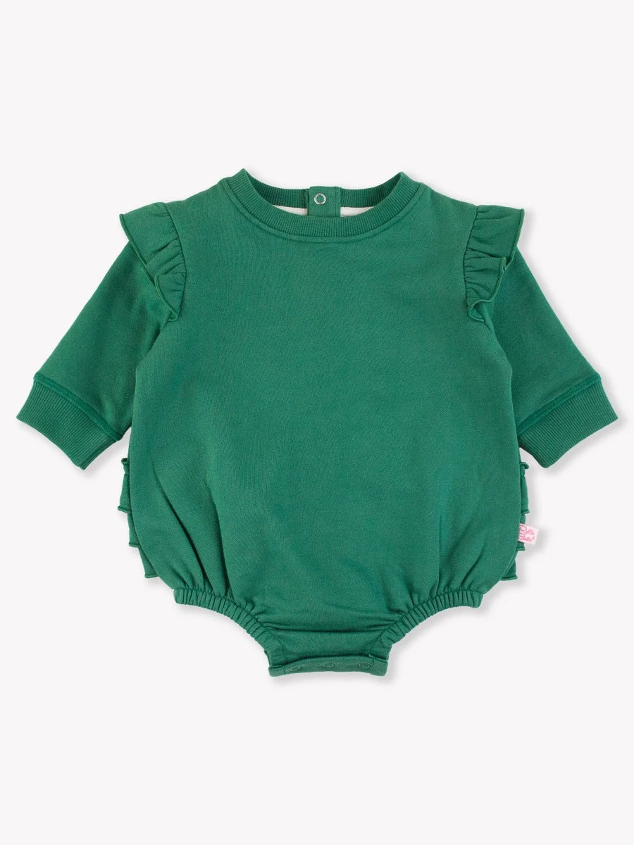 Fir Green Sweatshirt Bubble Romper