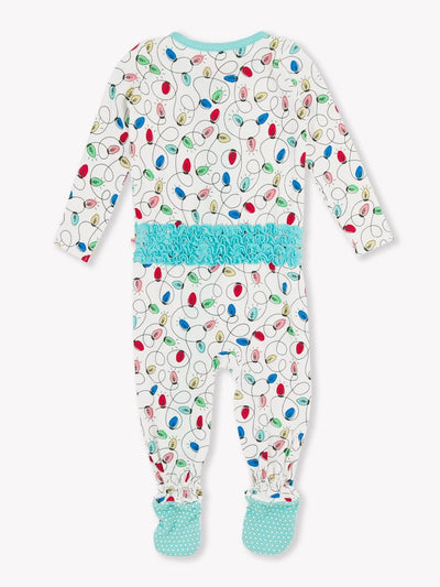 Holiday Lights Ruffle One Piece Footie Pajamas
