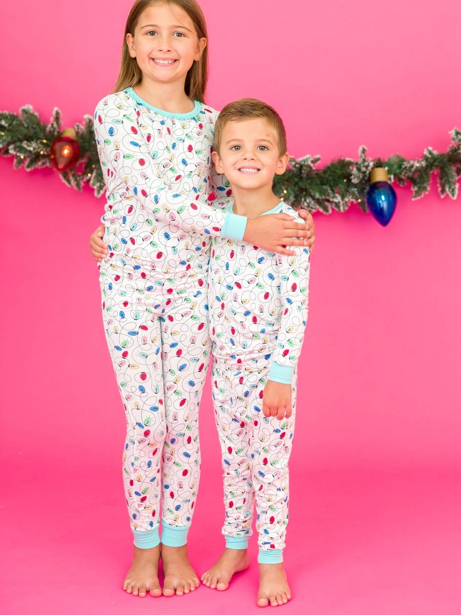 Holiday Lights Ruffle Long Sleeve Pajama Set