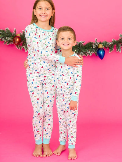 Holiday Lights Ruffle Long Sleeve Pajama Set