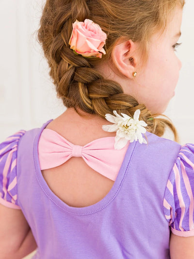 Amethyst Princess Short Sleeve Princess Bow Twirl Dress