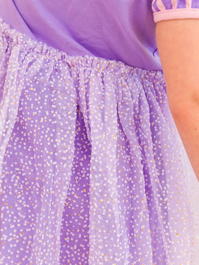 Amethyst Princess Short Sleeve Princess Bow Twirl Dress