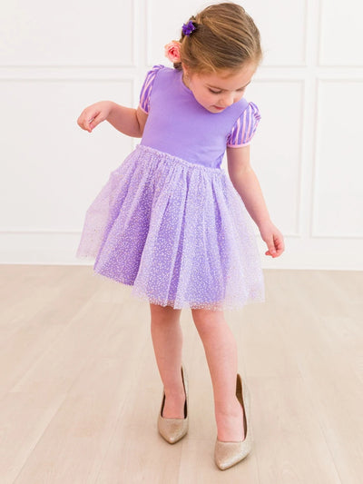 Amethyst Princess Short Sleeve Princess Bow Twirl Dress