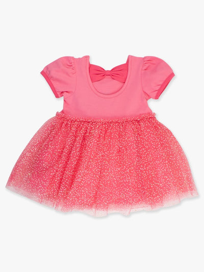 Royal Pink Short Sleeve Princess Bow Twirl Dress