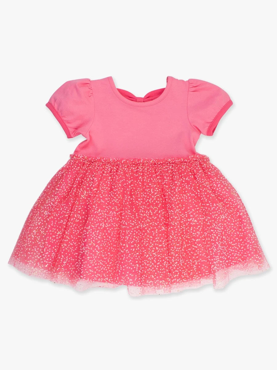 Royal Pink Short Sleeve Princess Bow Twirl Dress