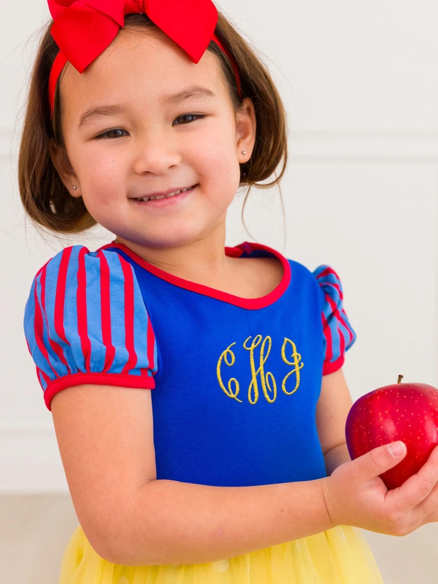 Royal Blue & Yellow Princess Short Sleeve Princess Bow Twirl Dress