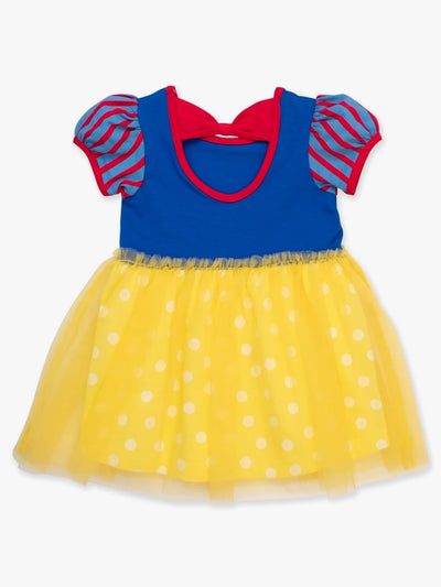 Royal Blue & Yellow Princess Short Sleeve Princess Bow Twirl Dress