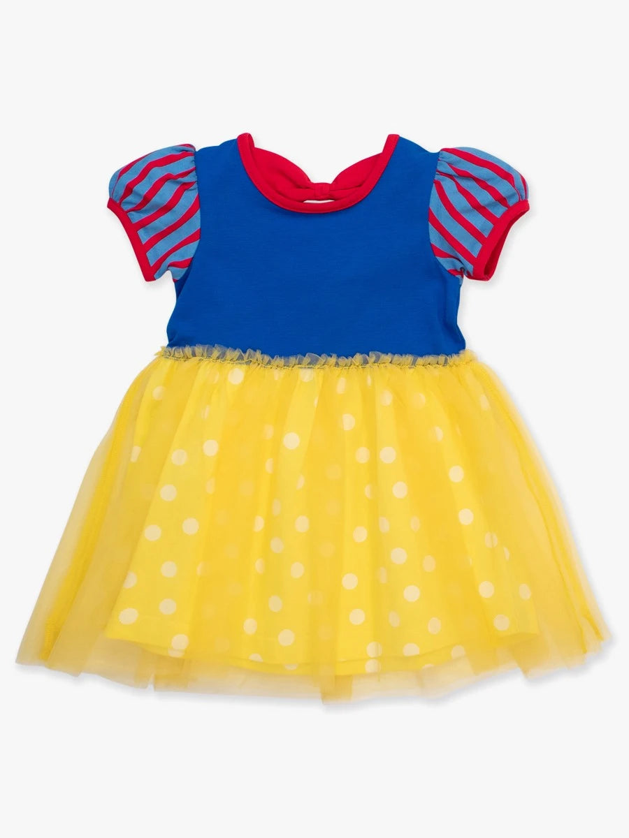 Royal Blue & Yellow Princess Short Sleeve Princess Bow Twirl Dress